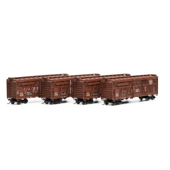 Athearn 76003 - 40' Stock Car (4) Missouri Pacific (MP) 54183, 54192, 54196, 54171 - HO Scale