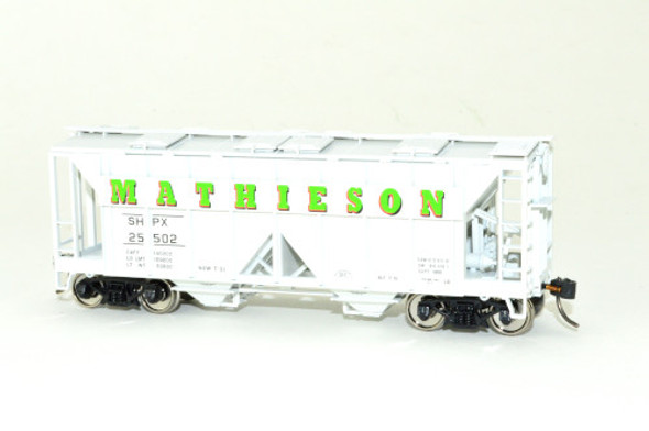 Bowser 43280 - 70 Ton 2-Bay Covered Hopper Shippers Car Line (SHPX) Mathieson 25502 - HO Scale