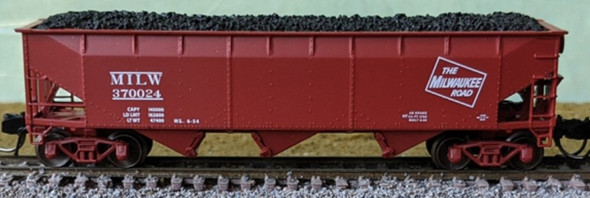 Bluford Shops 74180 - 70 Ton 3-Bay Offset Side Hopper Milwaukee Road (MILW) 370024 - N Scale