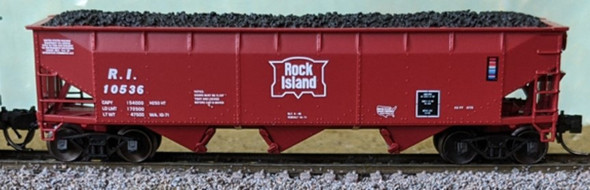 Bluford Shops 74200 - 70 Ton 3-Bay Offset Side Hopper Rock Island (RI) 10536 - N Scale