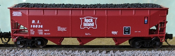 Bluford Shops 74205 - 70 Ton 3-Bay Offset Side Hopper Rock Island (RI) 10457 - N Scale