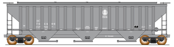 InterMountain 453125-02 - 4750 CU FT 3-Bay Rib-Sided Hopper Illinois Central (IC) 765443 - HO Scale