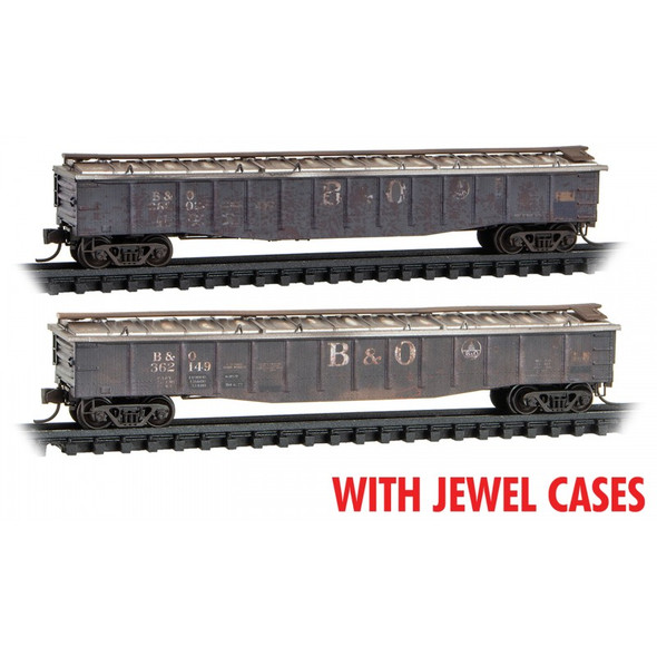 Micro-Trains Line 98305069 - 50' Steel Side Gondola Weathered 2-pk (Jewel Cases) Baltimore & Ohio (B&O) 362026, 362149 - N Scale