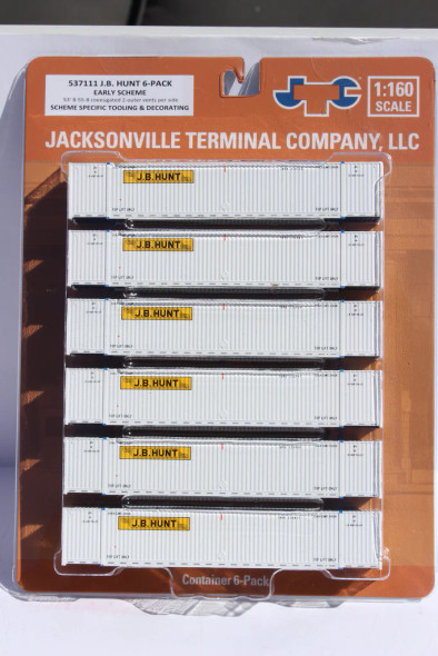 Jacksonville Terminal Co 537111 - 53' HIGH CUBE 8-55-8 corrugated containers (6) JB Hunt Early Scheme - N Scale