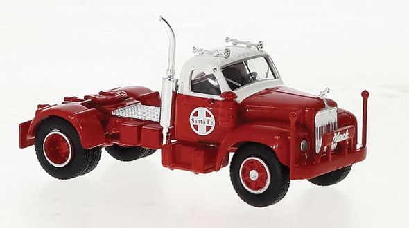 Brekina 85980 - 1953-1966 Mack B61 Tractor Only - Assembled Santa Fe (red, white)  - HO Scale