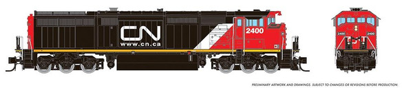 Rapido 540038 - GE DASH 8-40CM DC Silent Canadian National (CN) 2429 - N Scale