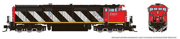 Rapido 540535 - GE DASH 8-40CM w/ DCC and Sound Canadian National (CN) 2410 - N Scale