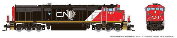 Rapido 540541 - GE DASH 8-40CM w/ DCC and Sound Canadian National (CN) 2432 - N Scale