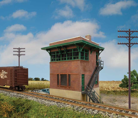 Walthers Cornerstone 933-3554 - Pennsylvania Railroad Brick Interlocking Tower w/Flat Roof  - HO Scale Kit