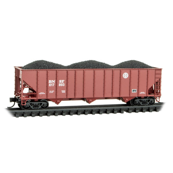 Micro-Trains Line 10800641 - 100-Ton 3 Bay Open Hopper with Coal Load BNSF 617893 - N Scale