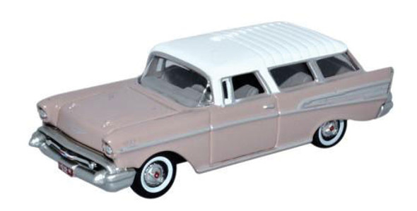 Oxford Diecast 87CN57001 - 1957 Chevrolet Nomad 2 Door Station Wagon Dusk Pearl, Imperial Ivory - HO Scale