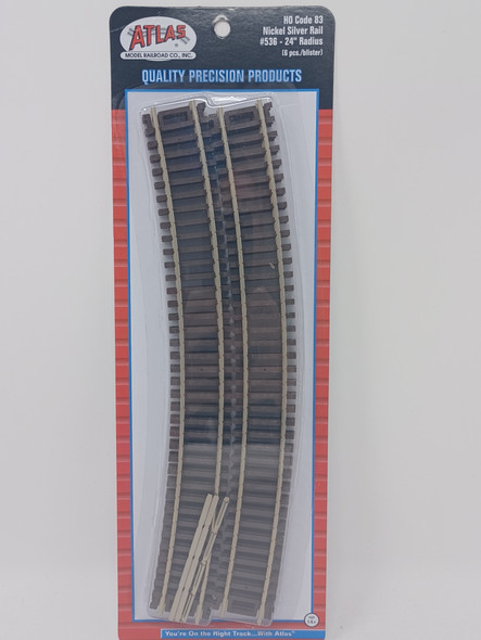 Atlas 536 - Code 83 24" Radius Curve 6 pcs  - HO Scale