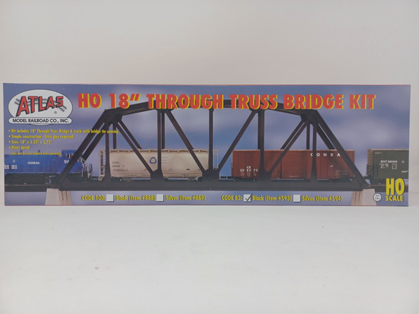 Atlas 593 - Code 83 18" Through-Truss Bridge Black  - HO Scale Kit