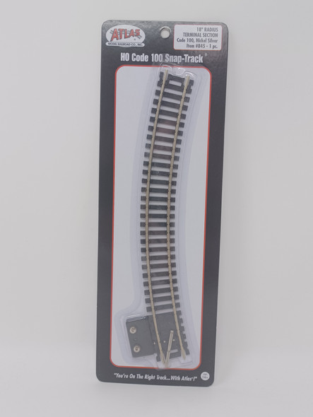 Atlas 845 - Code 100 Terminal Section 18" Radius Curve  - HO Scale