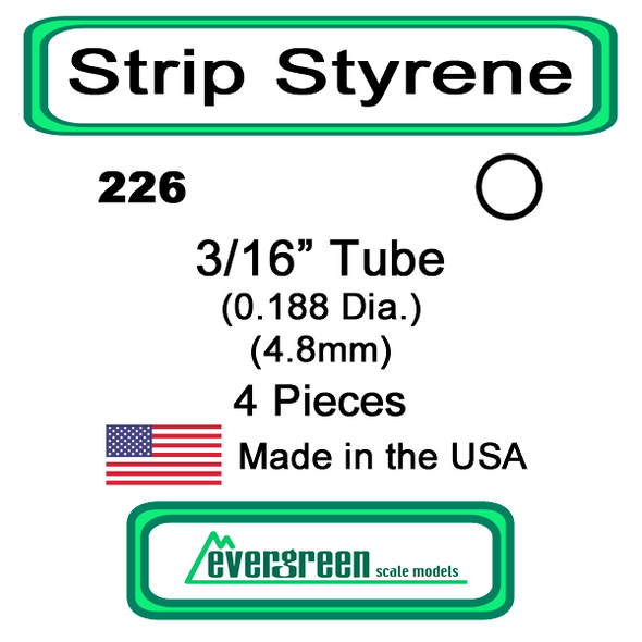 Evergreen 226 -  Styrene Tube 3/16 inch