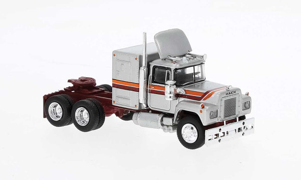 Brekina 85806 - 1970 Mack RS 700 Sleeper-Cab Semi Tractor Only Silver, Red, Orange  - HO Scale