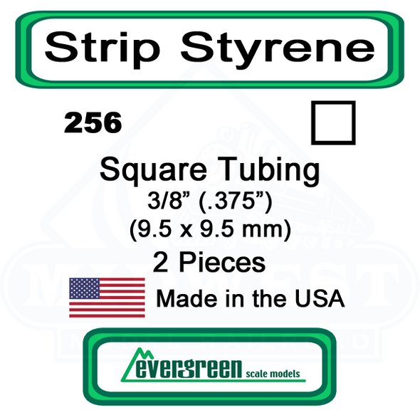 Evergreen 256 -  Square Tubing 3/8" (.375)