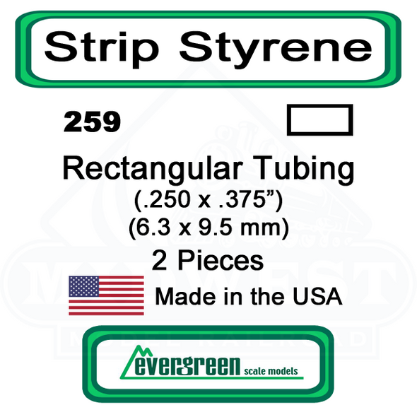 Evergreen 259 -  Rectangular Tubing .250 x .375"