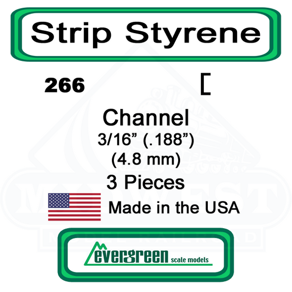 Evergreen 266 -  Styrene Channel .188"