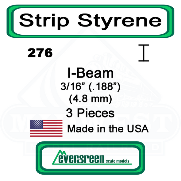 Evergreen 276 -  Styrene I-Beam .188"