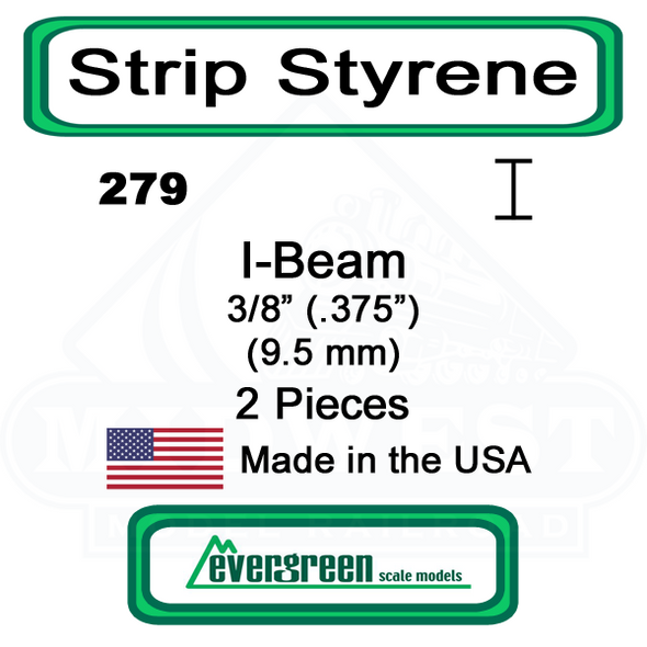 Evergreen 279 -  Styrene I-Beam .375"