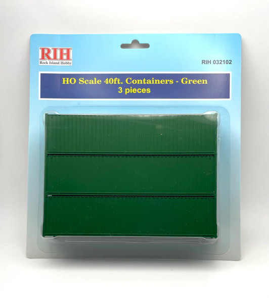 Rock Island Hobby  032102 - 40' Containers Green  - HO Scale