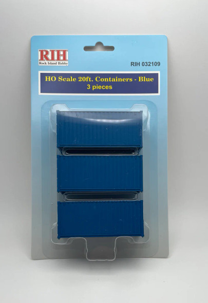 Rock Island Hobby  032109 - 20' Container Dk Blue (3)  - HO Scale