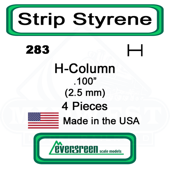 Evergreen 283 -  Styrene H-Columns (Wide Flange Beams) .100"