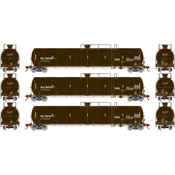 Athearn Genesis 25590 - 33,900-Gallon LPG Tank Car (3) Trinity Industries (TILX) 501120, 501132, 501147 - HO Scale