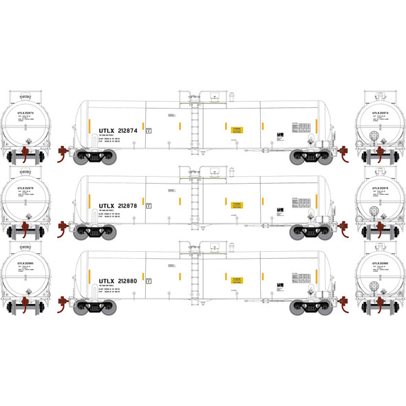 Athearn 18029 - 30,000 Gallon Ethanol Tanker (3) Union Tank Car Co (UTLX) 212874, 212878, 212880 - N Scale