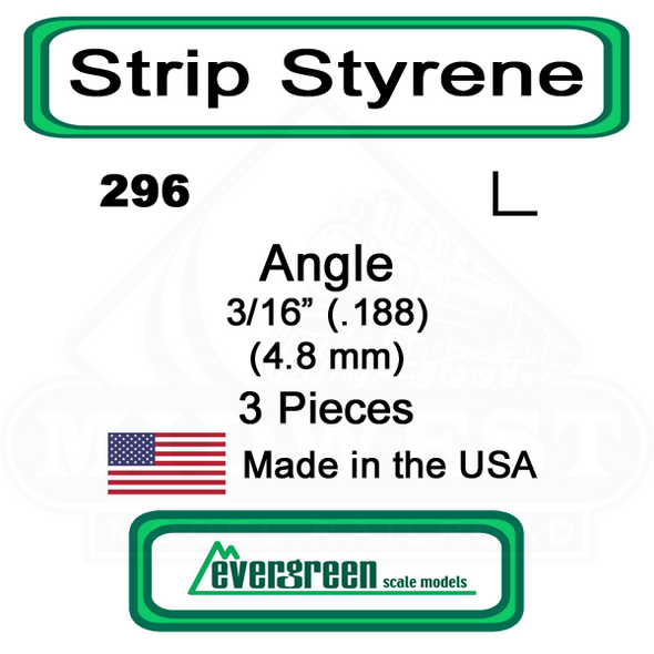 Evergreen 296 -  Styrene Angle .188"