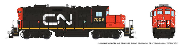 Rapido 41012 - EMD GP9RM DC Silent Canadian National (CN) 7009 - HO Scale