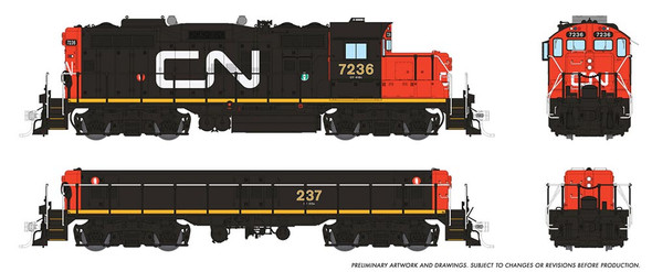 Rapido 41014 - EMD GP9RM Mother + Slug DC Silent Canadian National (CN) 7236, 237 - HO Scale