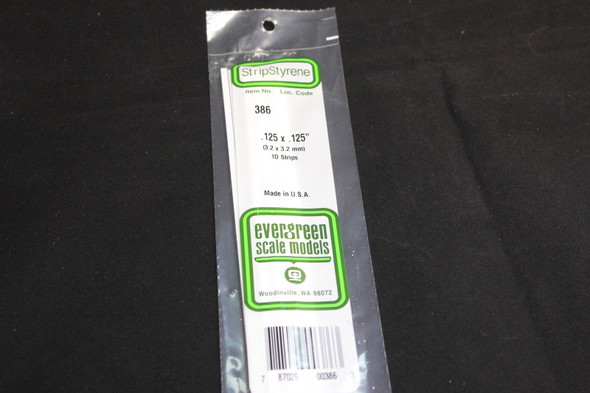 Evergreen 386 - Styrene Strips .125 x .125