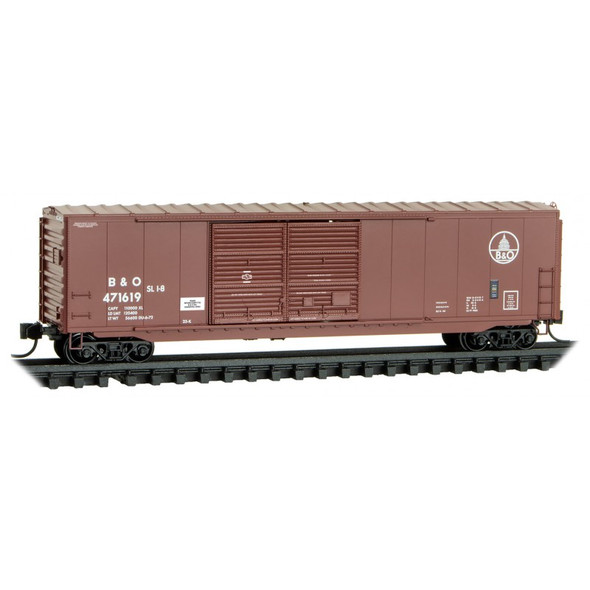 Micro-Trains Line 18400030 - 50' Std Box Car, 8' Dbl sliding doors, w/ short side and tail end ladrs, w/o rfwk Baltimore & Ohio (B&O) 471619 - N Scale