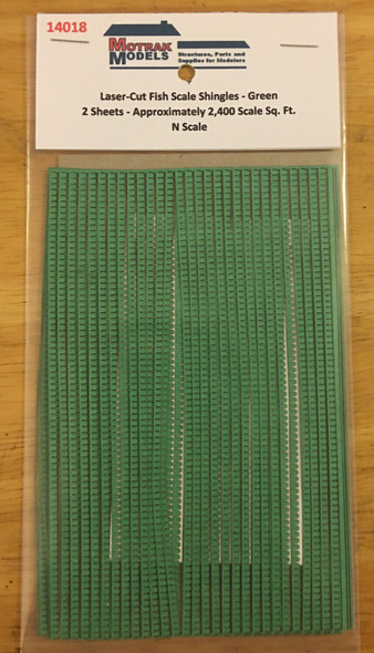 Motrak Models 14018 - Laser-Cut Fish Scale Shingles - Green  - N Scale