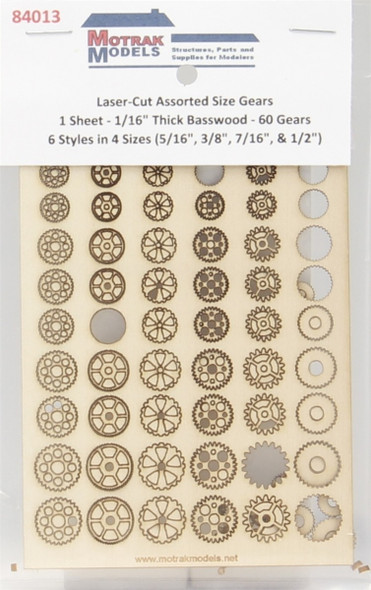 Motrak Models 84013 - Laser-Cut Gears - 1/16" Thick  - HO Scale Kit