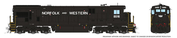 PRE-ORDER: Rapido 42119 - GE C36-7 DC Silent Norfolk & Western (NW) 8516 - HO Scale