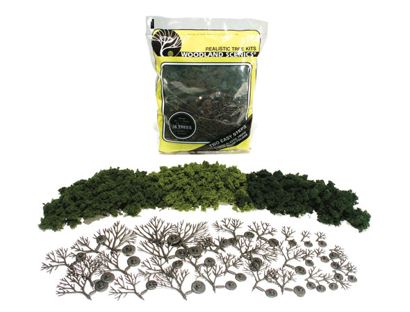 Woodland Scenics TR1101 - Realistic Tree Kits™ Light, Medium and Dark Green - 36/pkg - 3/4" - 3"