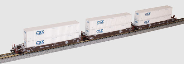 Kato 106-6186 - Gunderson MAXI-IV Double Stack 3 Unit Set BNSF 253806 w/ CSX Containers - N Scale