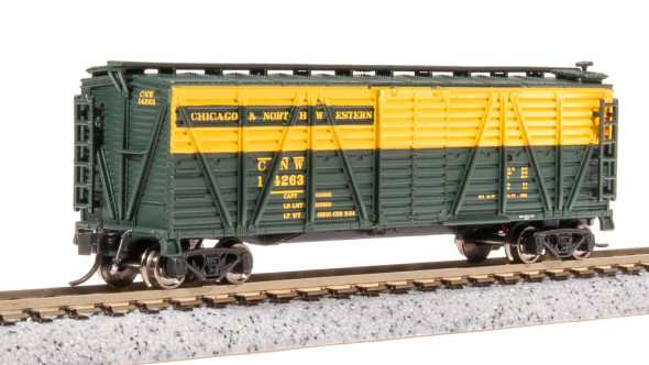 Broadway Limited 8459 - 40' Wood Stock Car, Mule Sounds Chicago & Northwestern (CNW) 14465 - N Scale