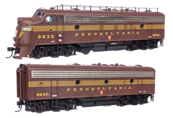 Walthers Proto 920-49536 - EMD FP7AB - EFP-15, EH-15  (Tuscan 5-Stripe) DC Silent Pennsylvania (PRR) 9832A, 9832B - HO Scale