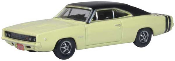 Oxford Diecast 87DC68004 - 1968 Dodge Charger Yellow, Black  - HO Scale