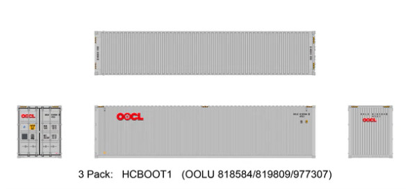 Aurora Miniatures HCBOOT1 - 40’ Hi-Cube ISO Dry Container (45G1) Orient Overseas Container Line (OOLU) 818584, 819809, 977307 - HO Scale