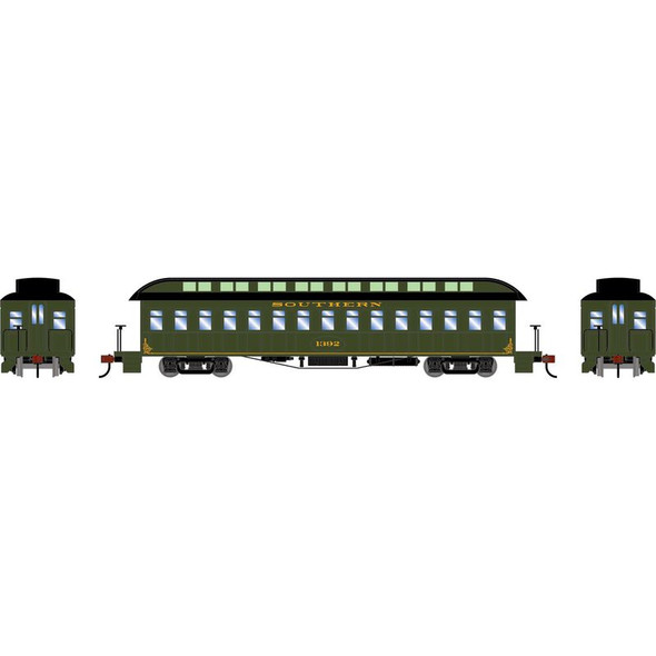 Athearn 84858 - 50' Old Time Overland Coach Southern (SOU) 1392 - HO Scale