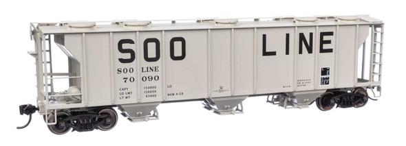 Walthers Mainline 910-7058 - 50' Pullman-Standard PS-2 2893 3-Bay Covered Hopper Soo Line (SOO) 70090 - HO Scale