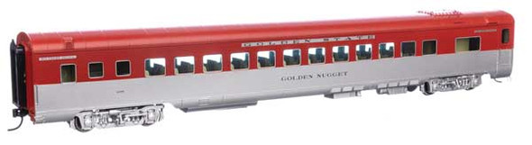 Walthers Proto 920-18912 - 85' Pullman-Standard Southern Pacific 83-C-2 Coach - 
 (Simulated Stainless, large red strip Southern Pacific (SP) 2399 Golden Nugget - HO Scale