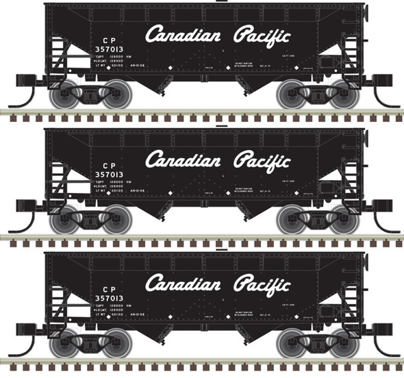 Atlas Master 50006124 - 2-Bay Offset Side Hopper 3-Pack Canadian Pacific (CP) 357032 357056 357125 - N Scale