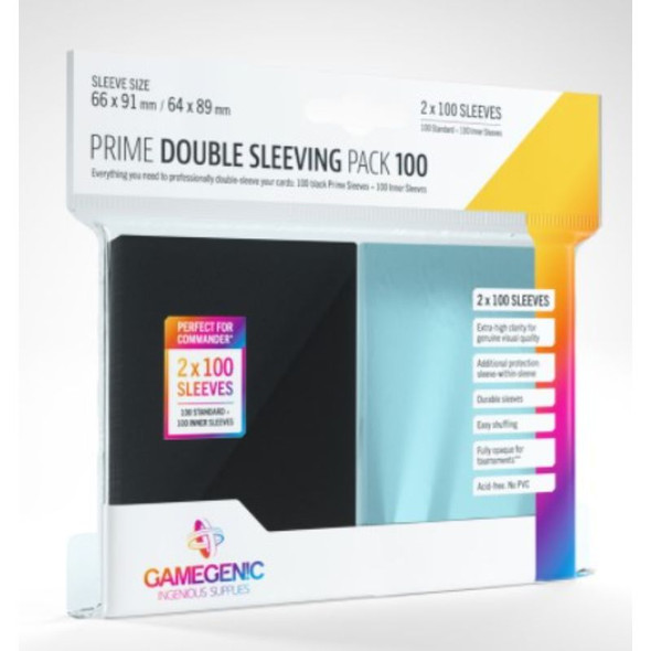 Gamegenic GG1074 - Prime Card Sleeves: Double Sleeving Pack 100 Black