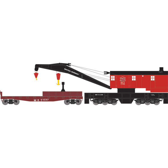 Athearn 75428 - 200 Ton Crane + Tender Missouri-Kansas-Texas (MKT) X-256/X2317 - HO Scale